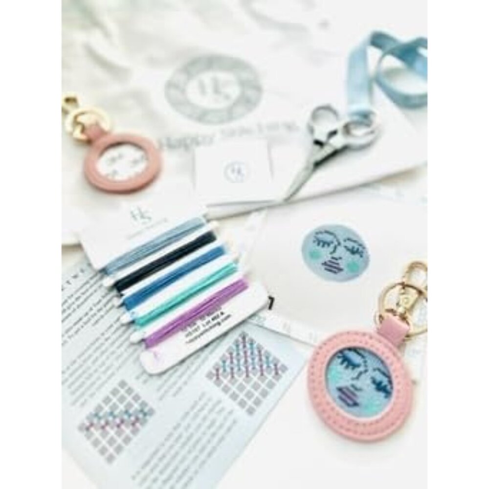 Moon Face Key Fob Needlepoint Kit All-in-One, Self-Finishing Needlepoint Kit - Picture 5 of 6